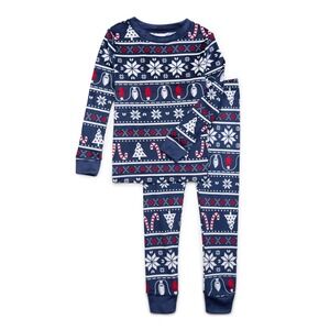 Holiday Time Boys‎ Tight Fit Fair Isle Pajamas Set 2-Piece Blue Cove Size 5